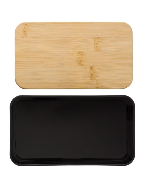 Pudełka śniadaniowe 2 szt., 2x400 ml, bambusowe wieczko, sztućce