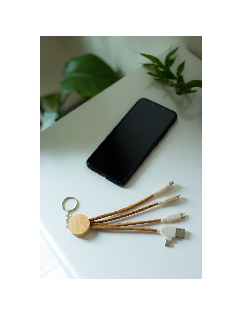 Korkowy kabel do ładowania B'RIGHT, bambusowy...