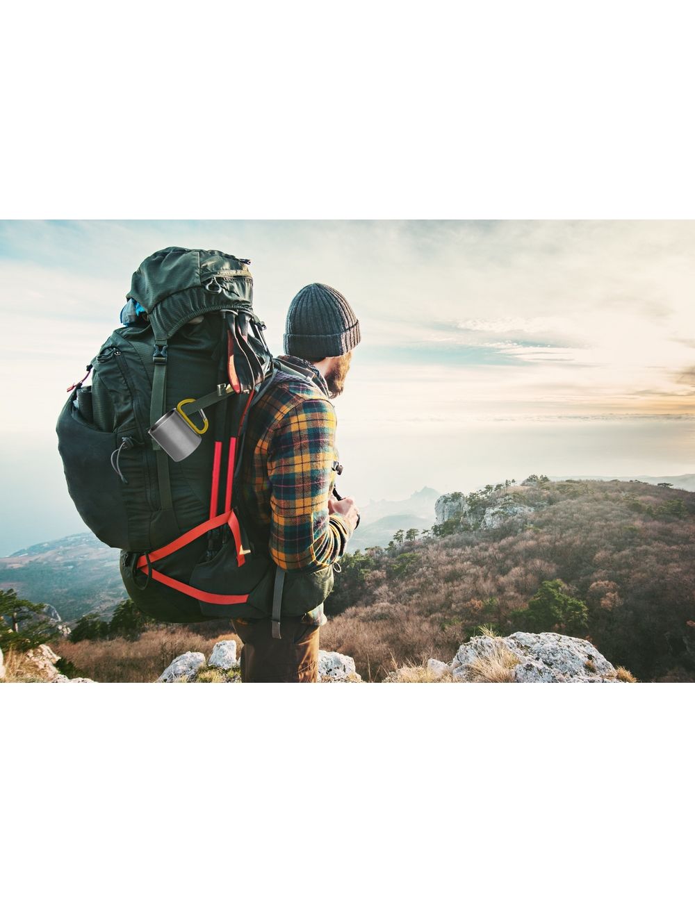 Metalowy kubek 210 ml z karabińczykiem | Easton