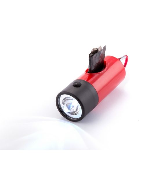 Zasobnik z woreczkami na psie odchody, lampka LED