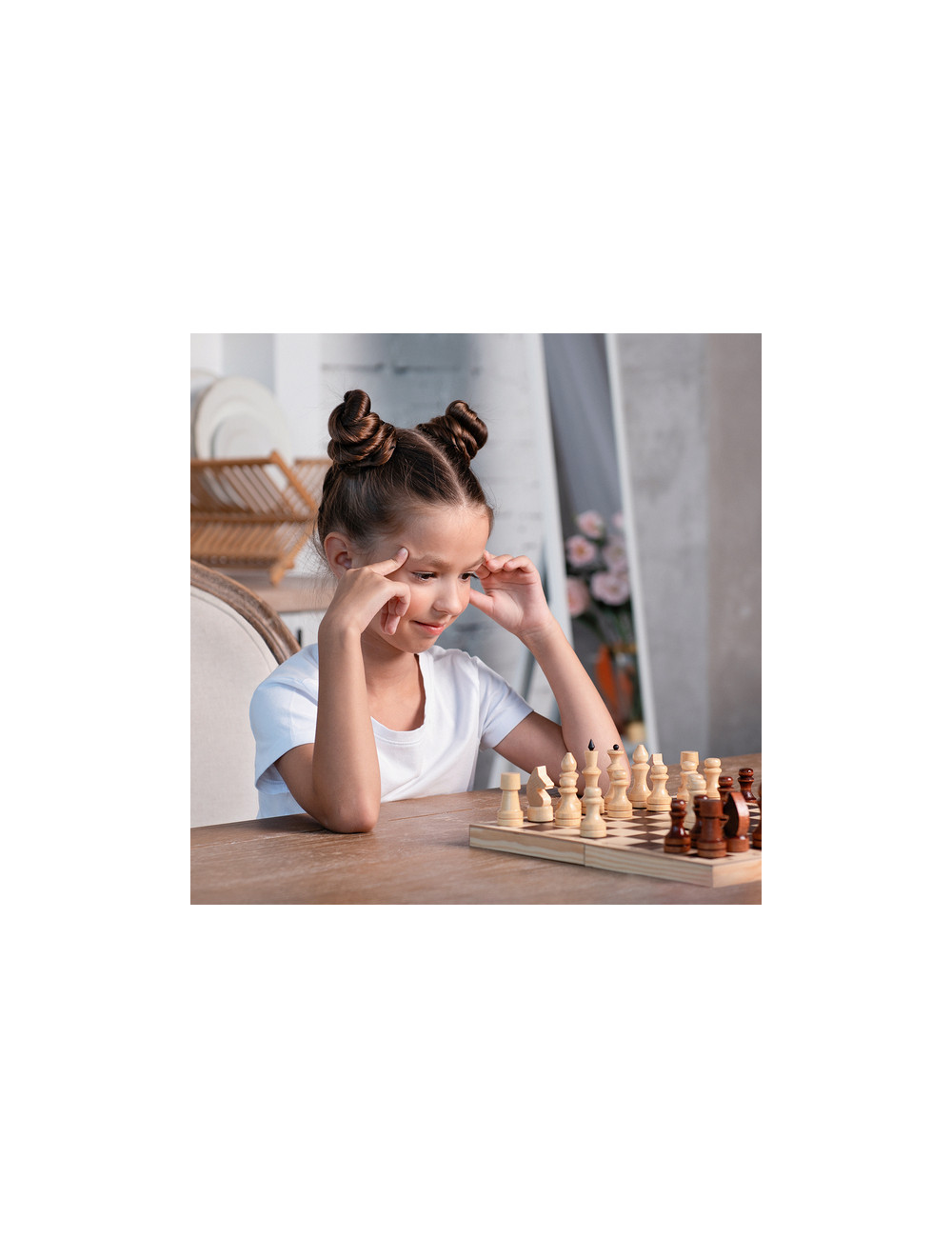 Drewniane szachy, brązowy 