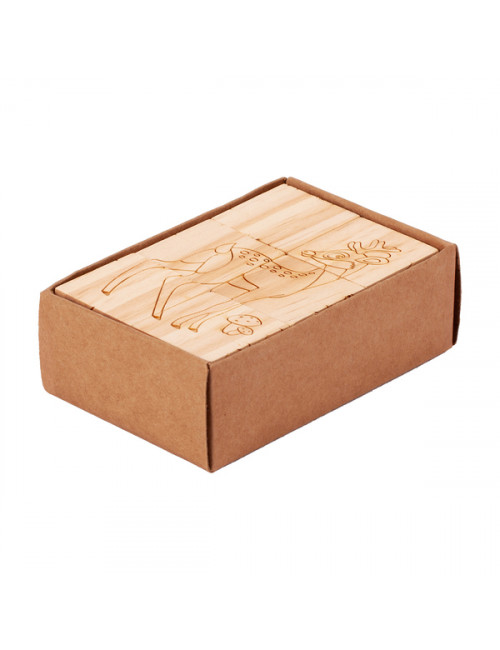 Drewniane klocki Animal World, beżowy 