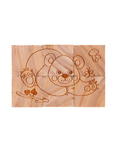 Drewniane klocki Animal World, beżowy 