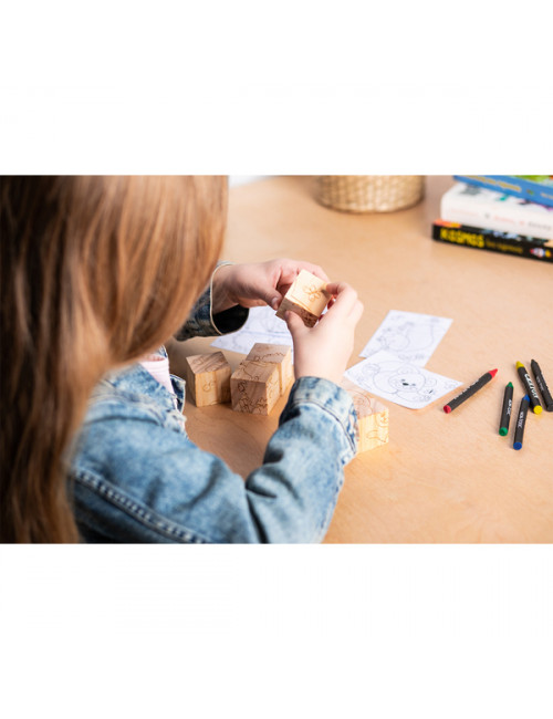 Drewniane klocki Animal World, beżowy 