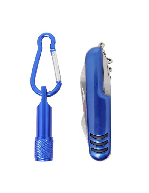 Zestaw narzędzi, narzędzie wielofunkcyjne, scyzoryk (7 el.), latarka 1 LED z karabińczykiem