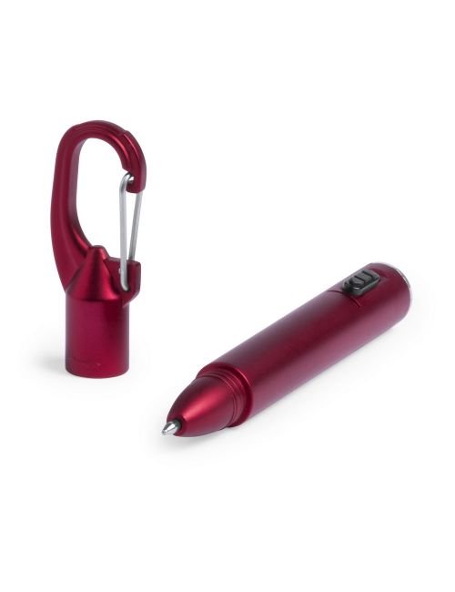 Latarka 1 LED, długopis i karabińczyk