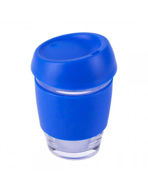 Szklany kubek Stylish 350 ml w eco tubie, niebieski