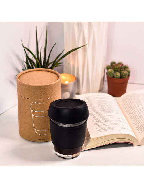 Szklany kubek Stylish 350 ml w eco tubie, niebieski