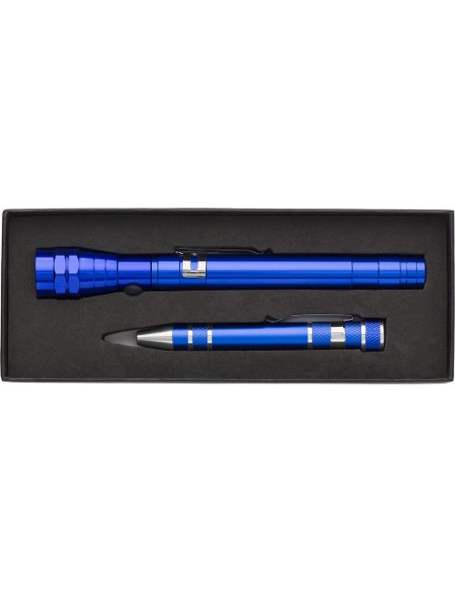 Zestaw narzędzi, śrubokręt (8 el.), teleskopowa latarka 3 LED