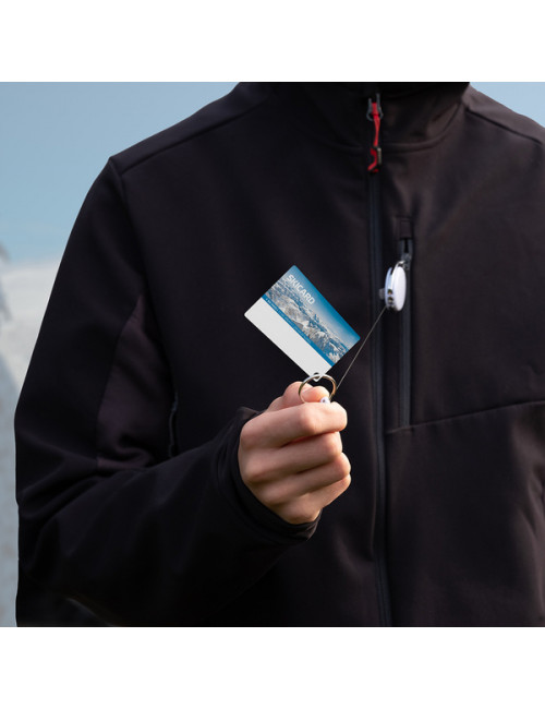 Ski-pass z karabińczykiem, biały