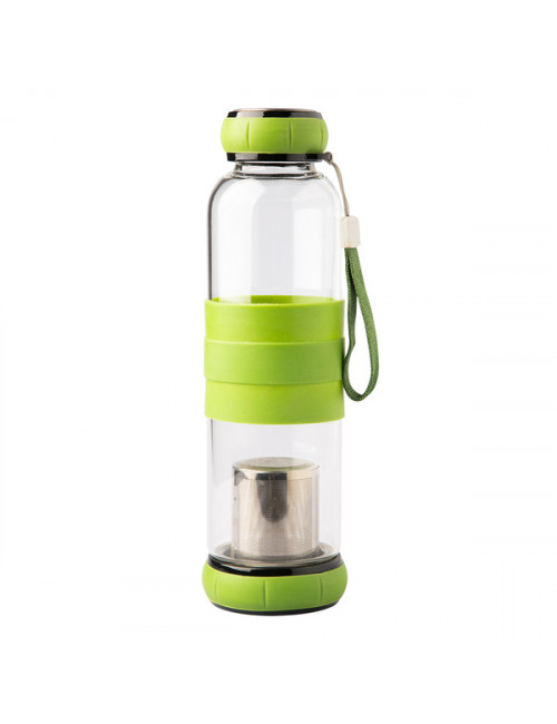Szklana butelka z zaparzaczem do herbaty Sulmona 550 ml, zielony