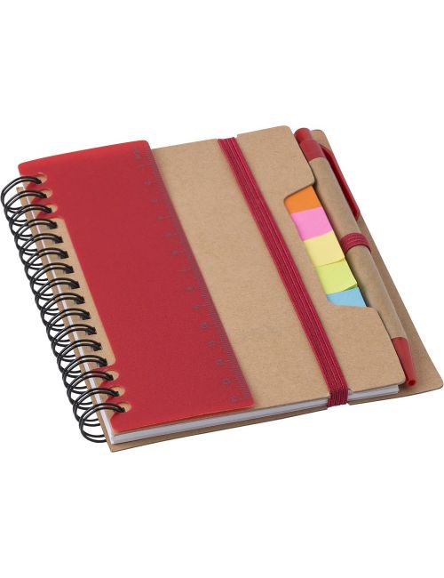 Zestaw do notatek, notatnik, długopis, linijka, karteczki samoprzylepne