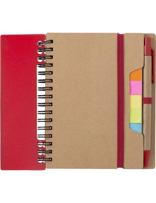 Zestaw do notatek, notatnik, długopis, linijka, karteczki samoprzylepne