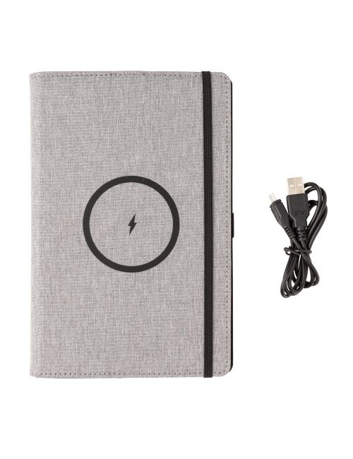 Notatnik A5 rPET, ładowarka bezprzewodowa 5W Air