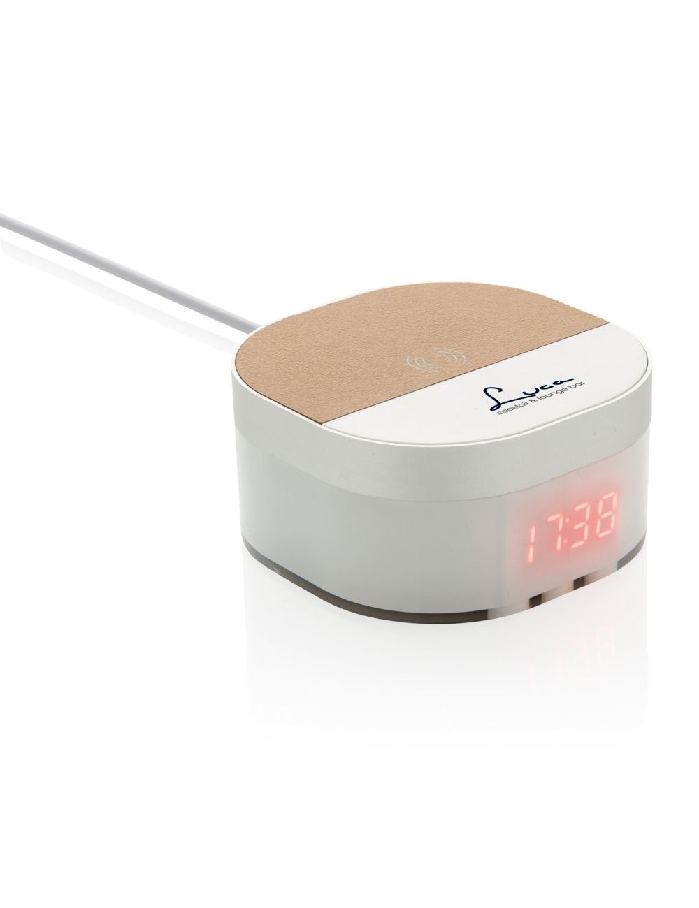 Ładowarka bezprzewodowa 5W Aria, zegar cyfrowy