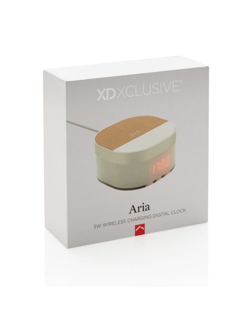 Ładowarka bezprzewodowa 5W Aria, zegar cyfrowy