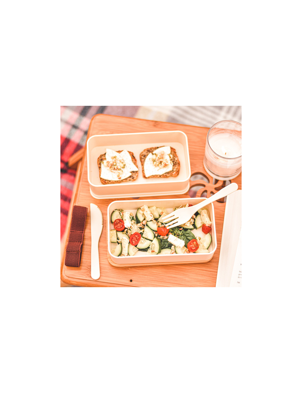 Machico lunch box podwójny, beżowy