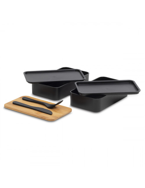 Machico lunch box podwójny, czarny