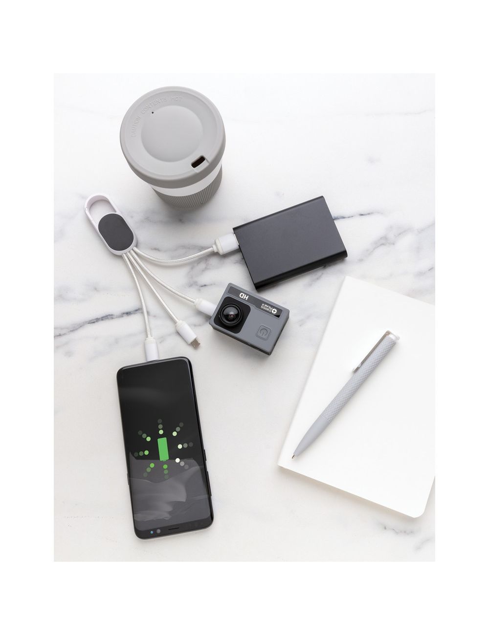 Kabel do ładowania 4 w 1 z karabińczykiem