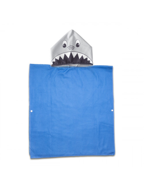 Ponczo-ręcznik z kapturem Sharky, niebieski