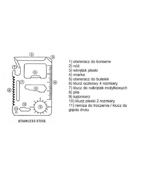 Narzędzie wielofunkcyjne w kształcie karty, srebrny 
