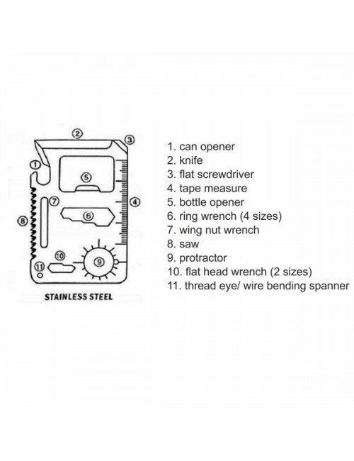 Narzędzie wielofunkcyjne w kształcie karty, srebrny 