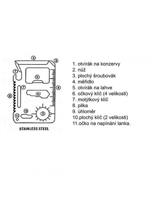 Narzędzie wielofunkcyjne w kształcie karty, srebrny 