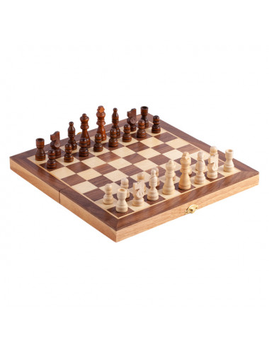 Drewniane szachy, brązowy -...