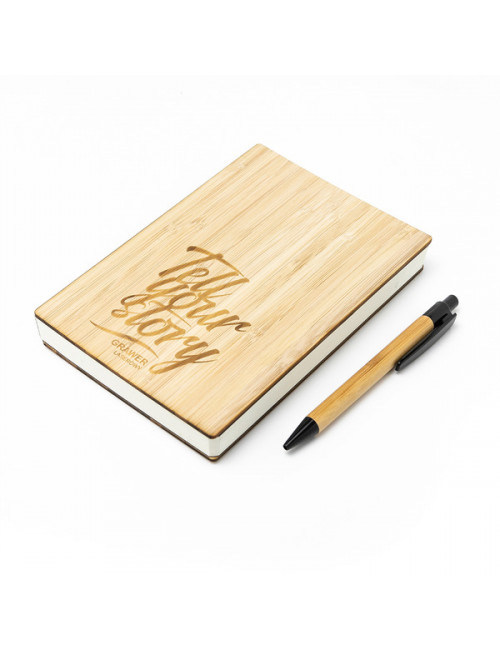 Zestaw bambusowy z notesem Lorca, brązowy 