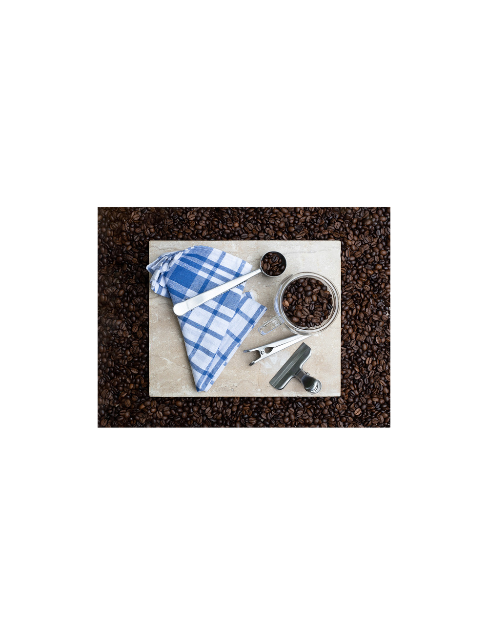 Zestaw miarka i klipsy do kawy Kaffi, srebrny