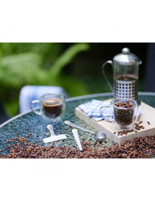 Zestaw miarka i klipsy do kawy Kaffi, srebrny