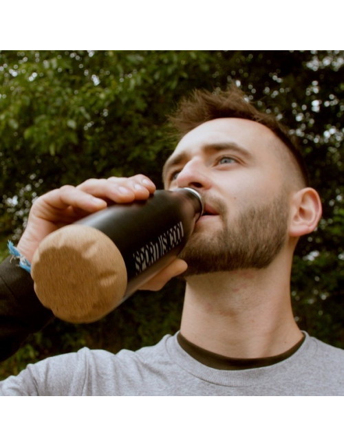 Butelka próżniowa z korkowym spodem Jowi 500 ml, czarny