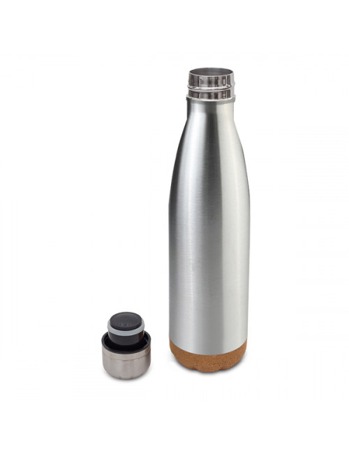 Butelka próżniowa z korkowym spodem Jowi 500 ml, srebrny