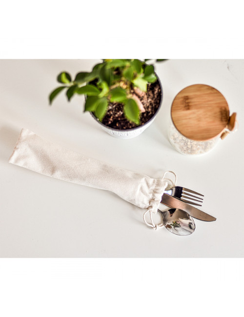 Sztućce stalowe w woreczku Nantes, brązowy/srebrny 