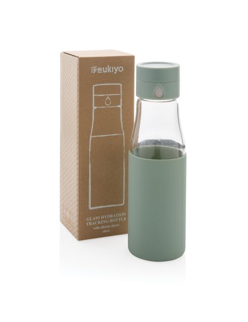 Szklana butelka 650 ml Ukiyo, monitorująca ilość wypitej wody