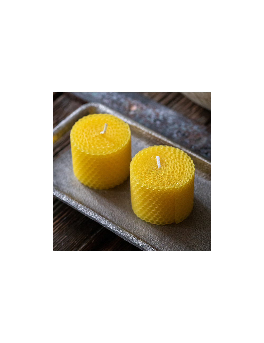 Zestaw 2 świec z wosku pszczelego Leoti, beżowy 