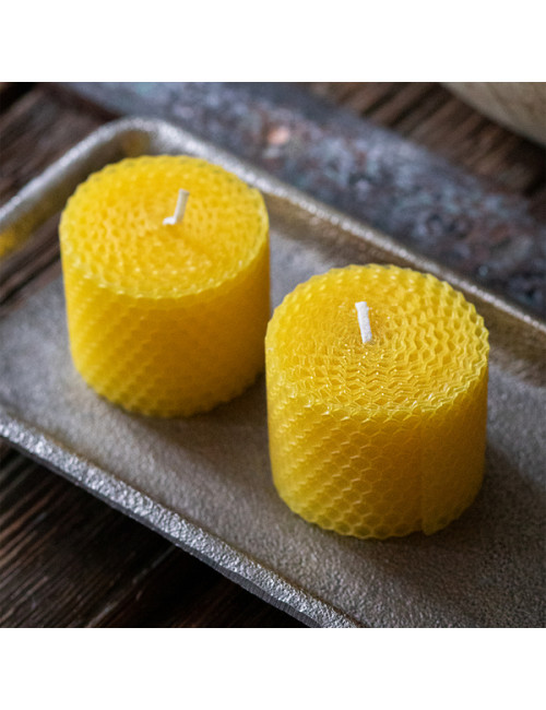 Zestaw 2 świec z wosku pszczelego Leoti, beżowy 