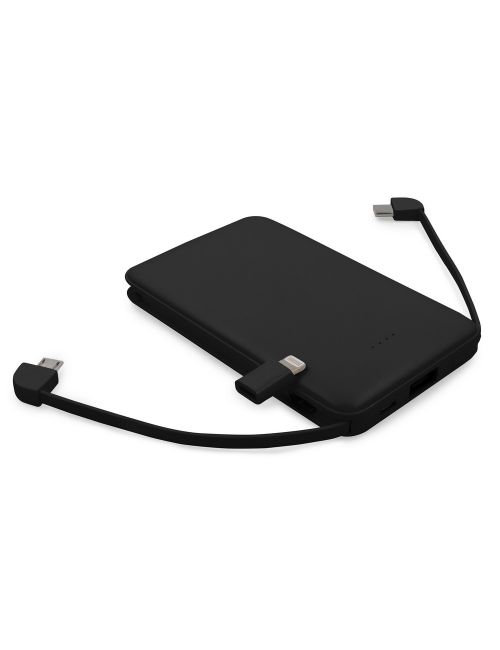 Power bank 5000 mAh ze zintegrowanymi kablami, adapter w komplecie | Presley