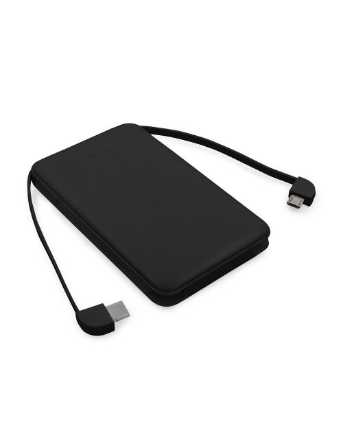 Power bank 5000 mAh ze zintegrowanymi kablami, adapter w komplecie | Presley