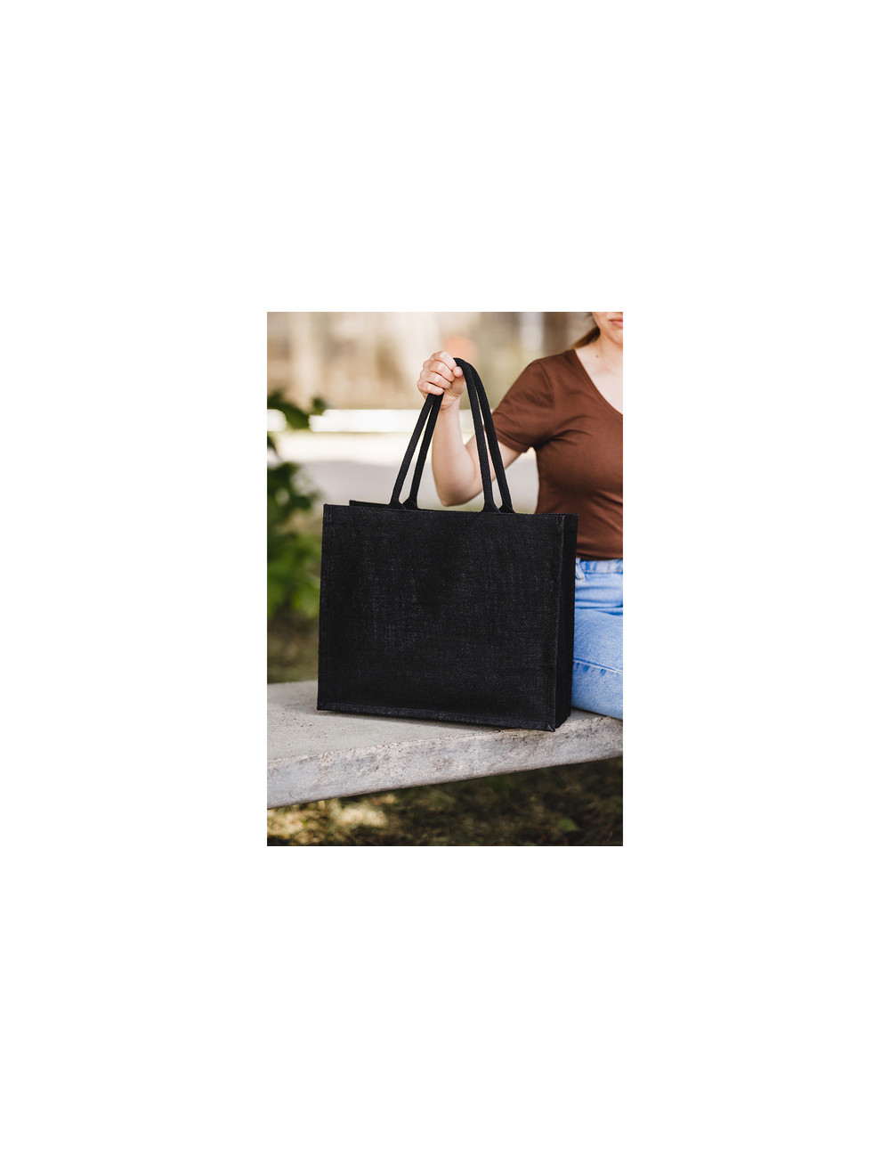 Torba na zakupy z juty Natural Shopper, czarny