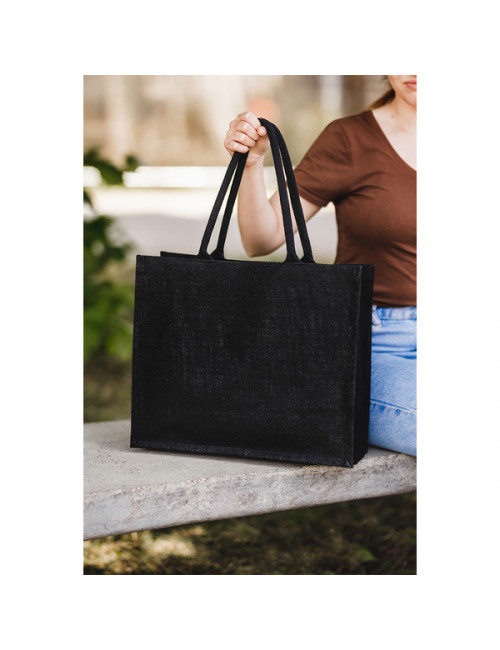 Torba na zakupy z juty Natural Shopper, czarny