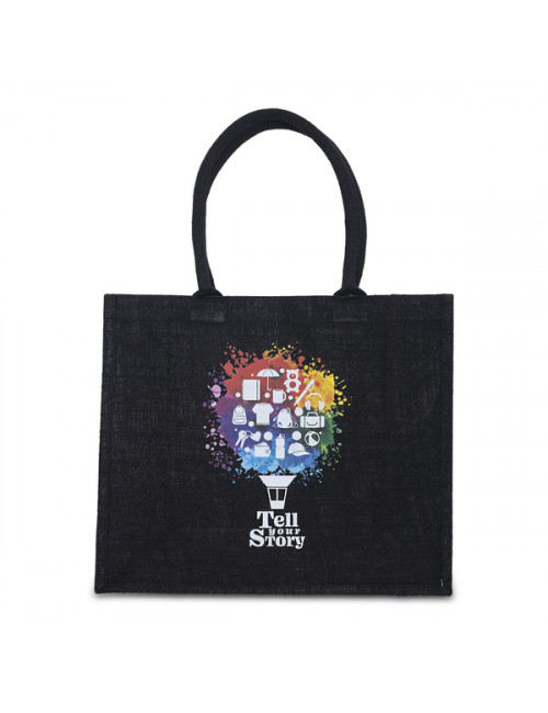 Torba na zakupy z juty Natural Shopper, czarny