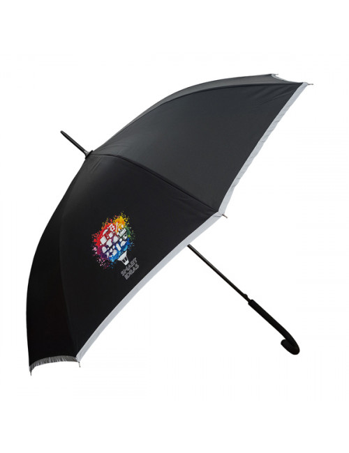 Parasol z taśmą odblaskową Refu, czarny