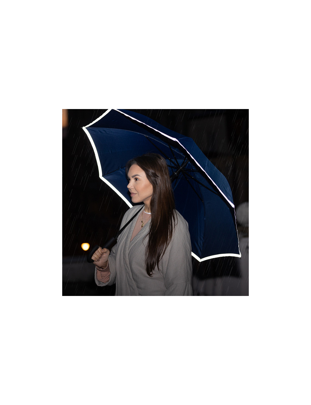 Parasol z taśmą odblaskową Refu, niebieski