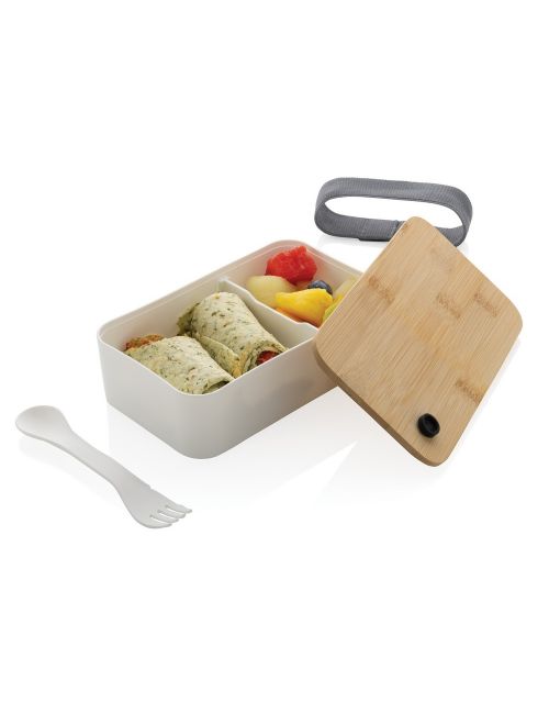 Pudełko śniadaniowe z bambusowym wieczkiem, PP z recyklingu