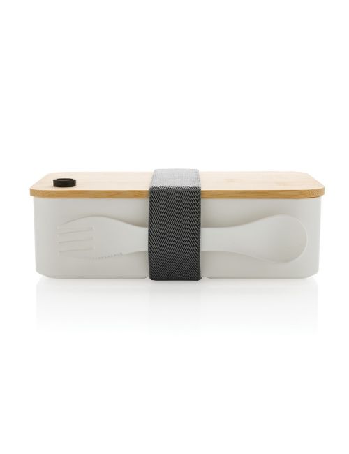 Pudełko śniadaniowe z bambusowym wieczkiem, PP z recyklingu