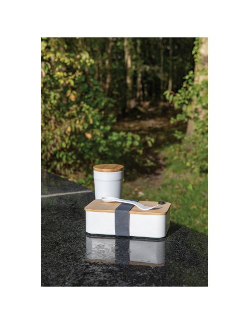 Pudełko śniadaniowe z bambusowym wieczkiem, PP z recyklingu