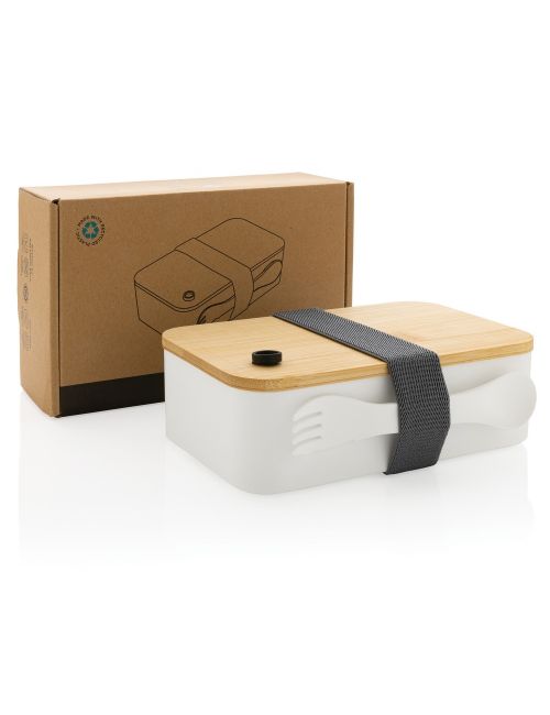 Pudełko śniadaniowe z bambusowym wieczkiem, PP z recyklingu