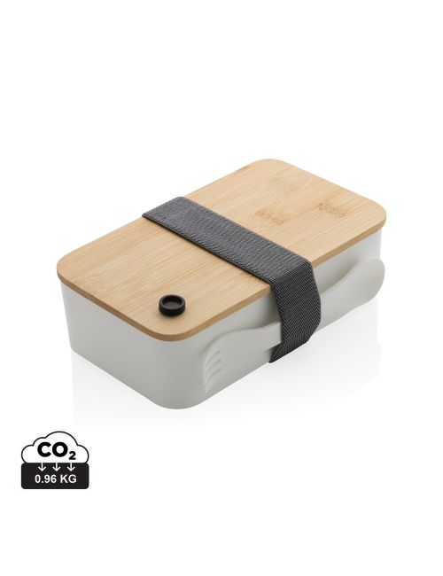 Pudełko śniadaniowe z bambusowym wieczkiem, PP z recyklingu