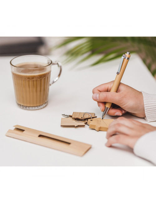Bambusowy brelok z karteczkami memo Homeland, beżowy 